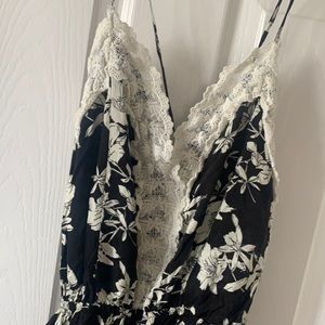 White & Black Printed Romper